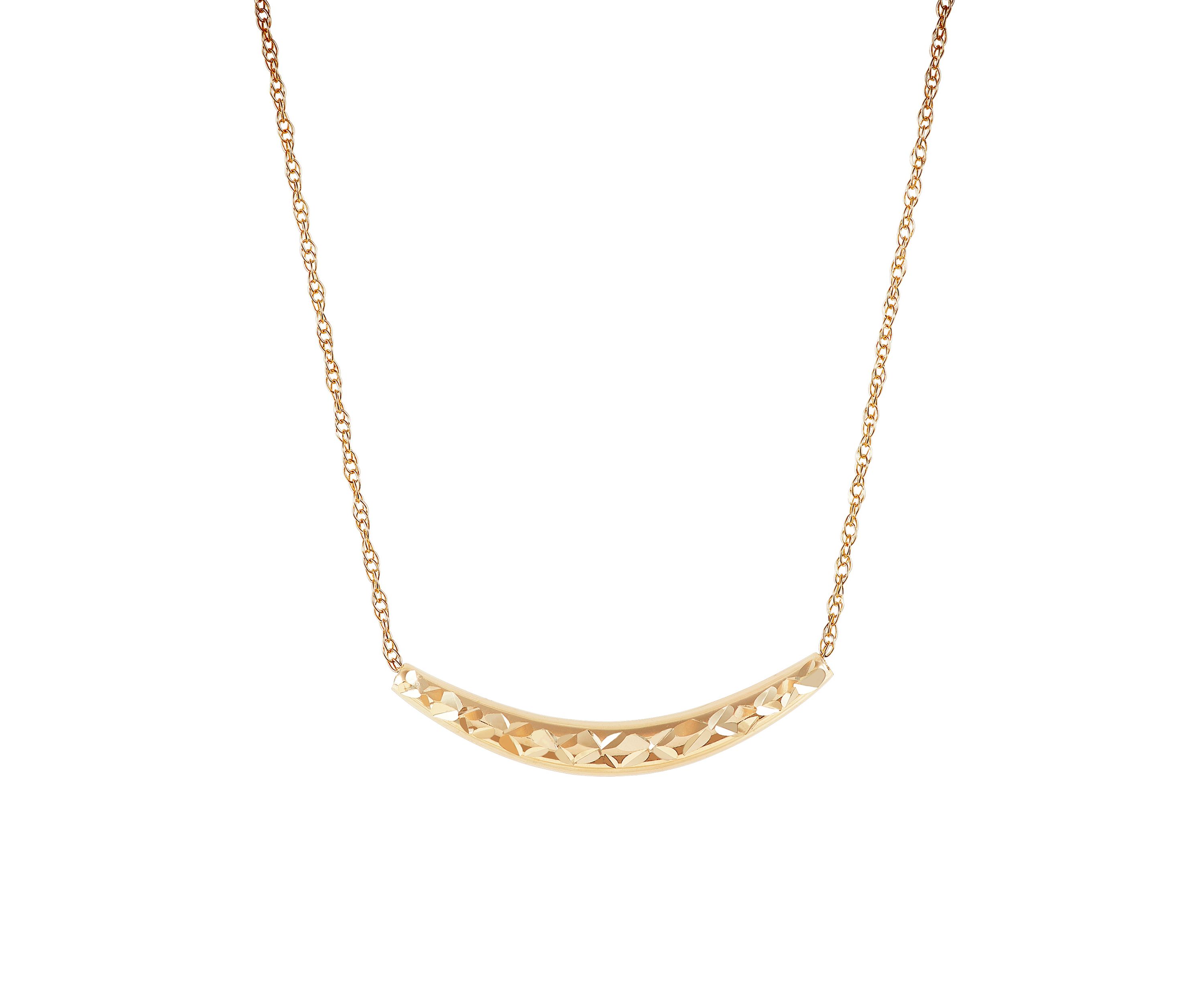 Curve Bar Dangle Necklace in 10K Yellow Gold