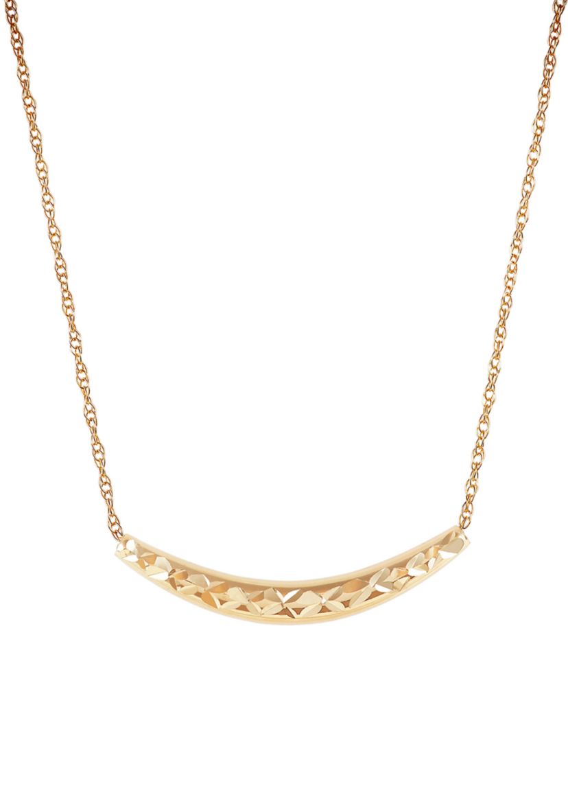 Curve Bar Dangle Necklace in 10K Yellow Gold
