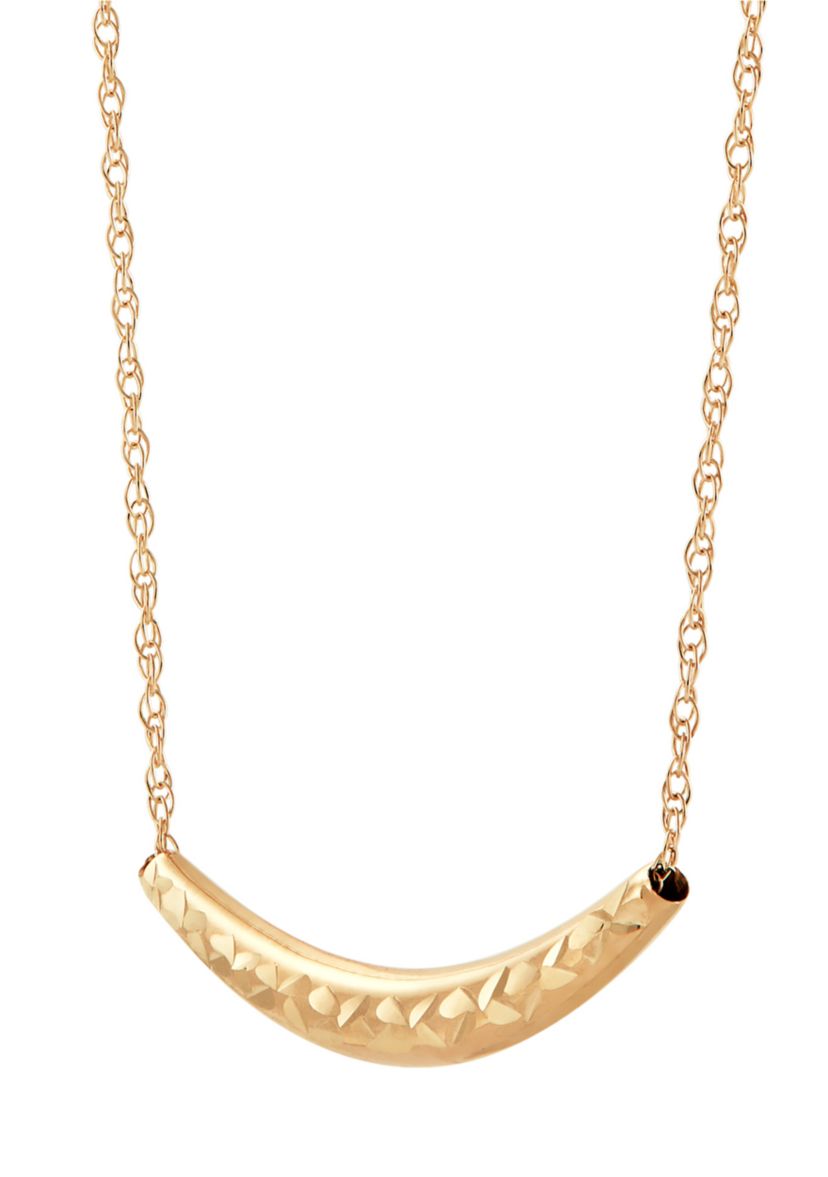 Curve Bar Dangle Necklace in 10K Yellow Gold