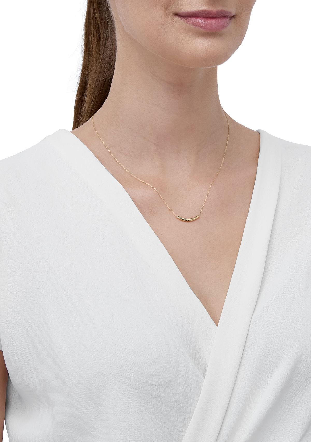Curve Bar Dangle Necklace in 10K Yellow Gold