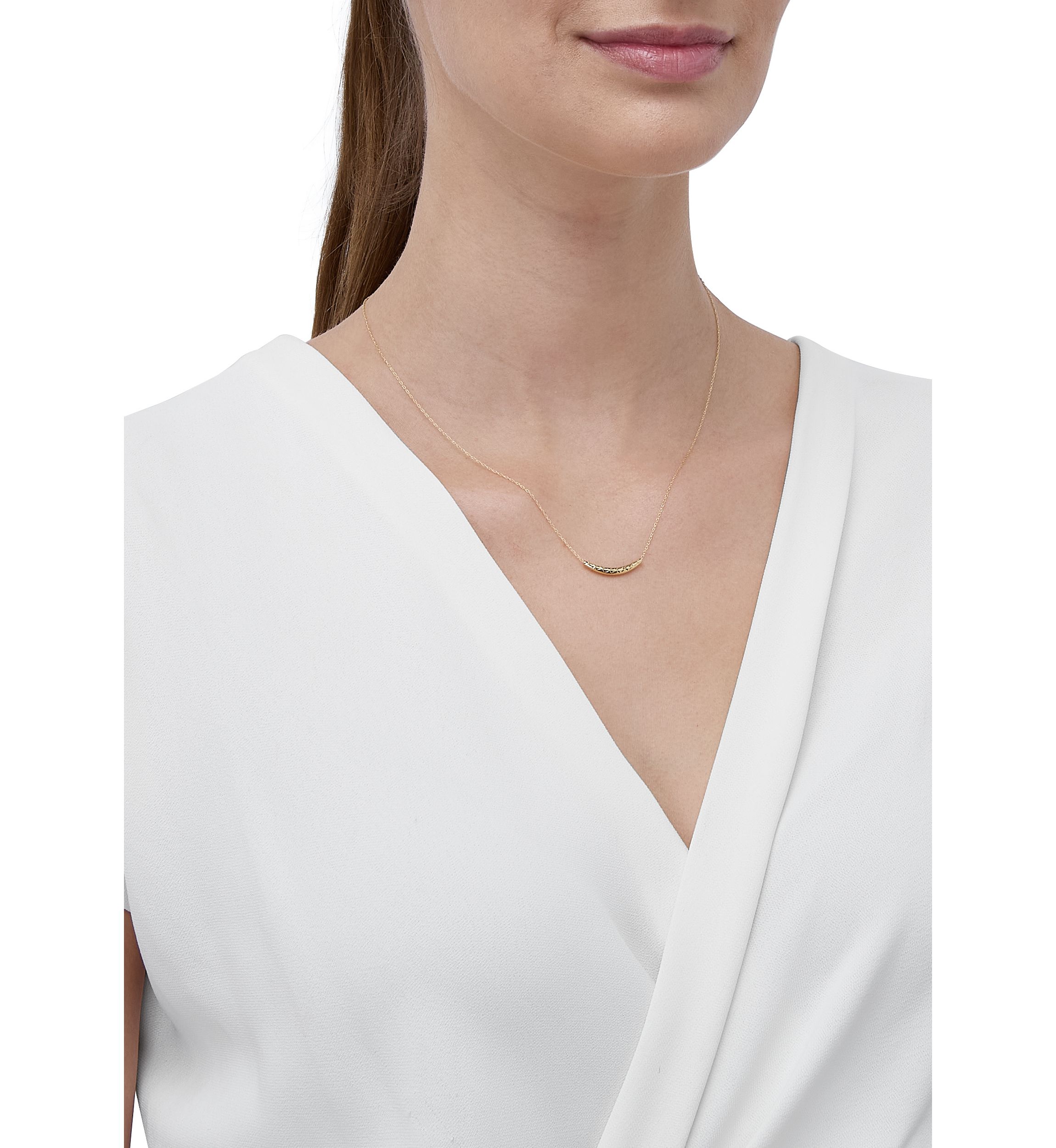 Curve Bar Dangle Necklace in 10K Yellow Gold