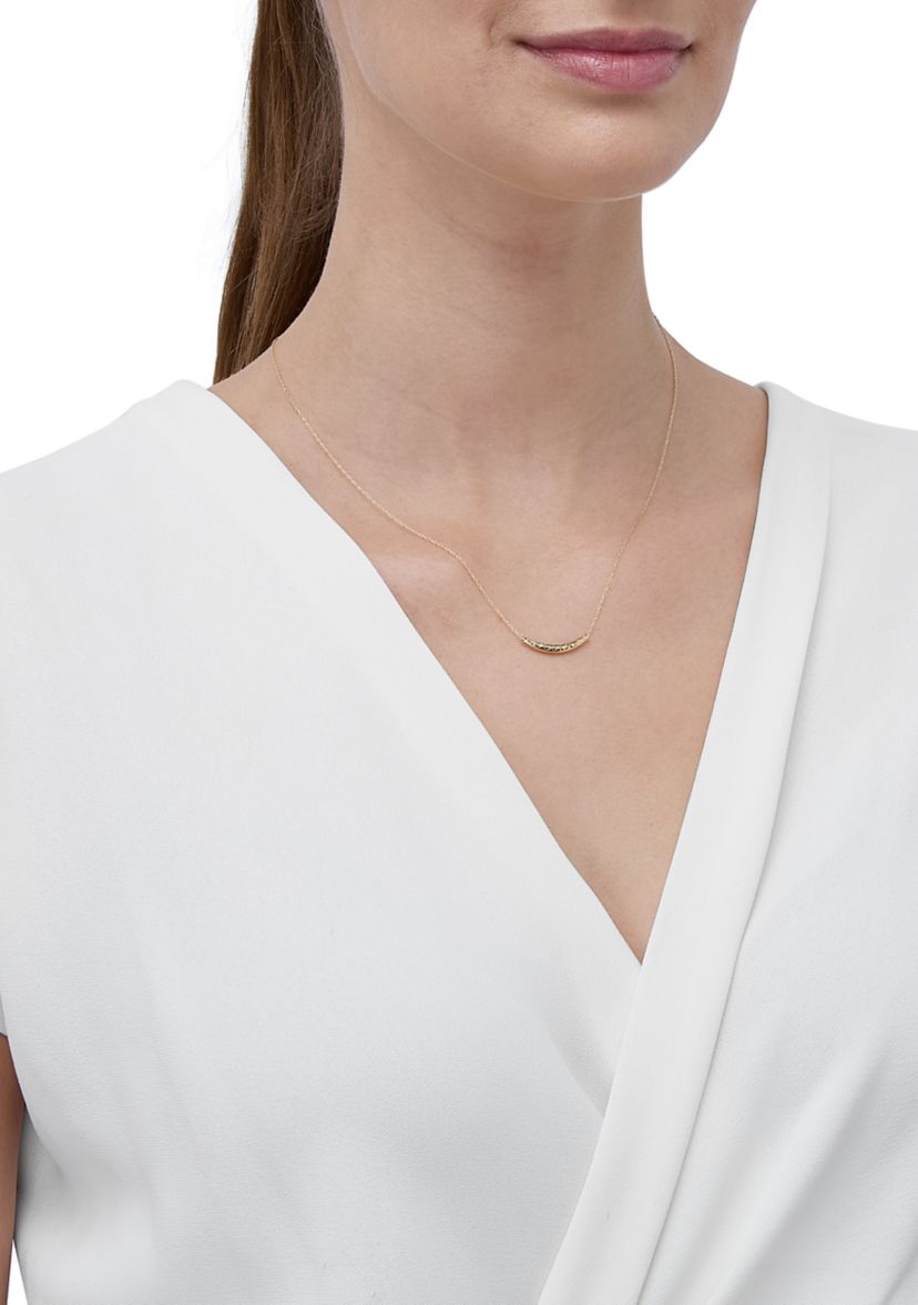 Curve Bar Dangle Necklace in 10K Yellow Gold