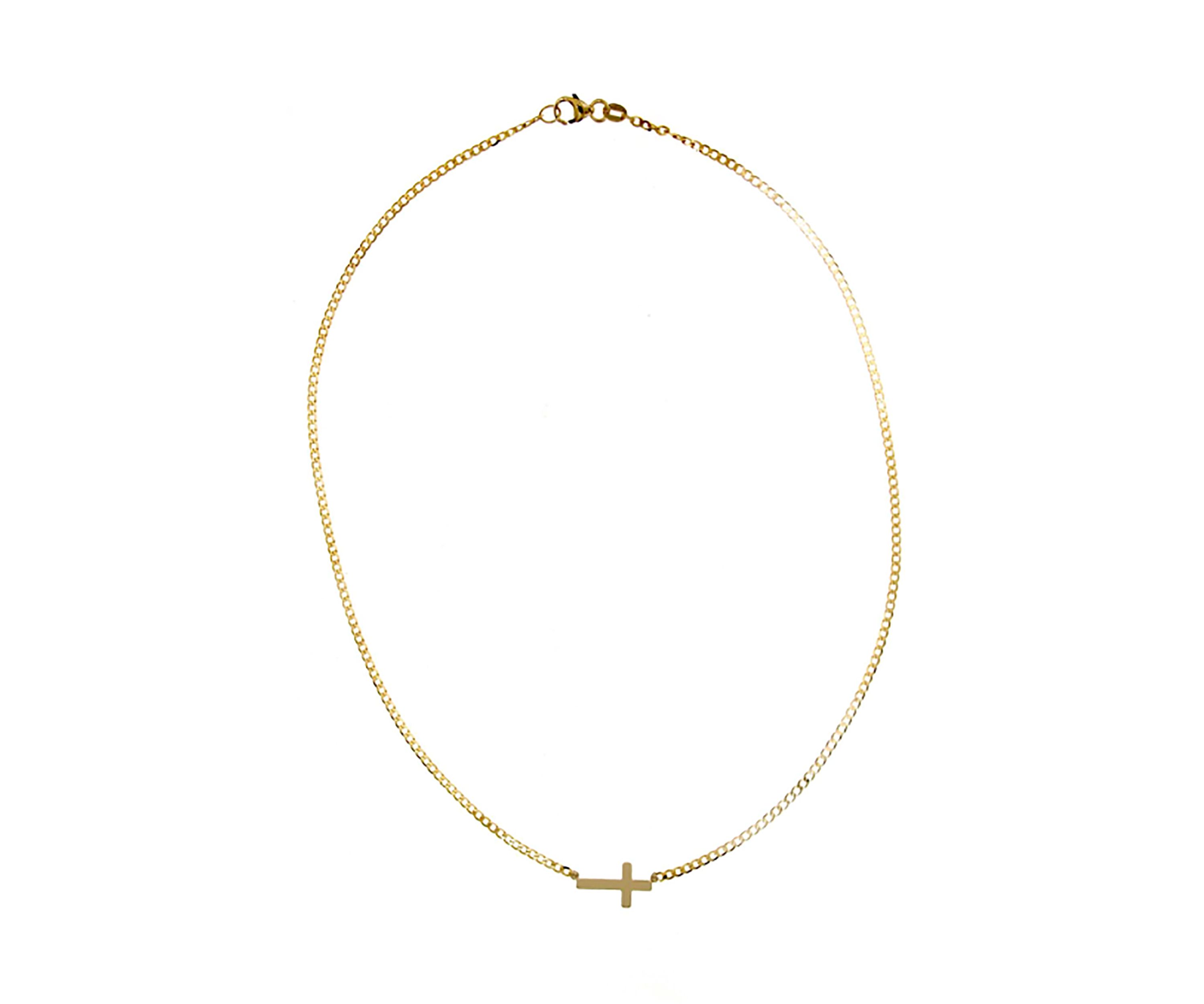 Sideway Cross Curb Chain in 10K Yellow Gold