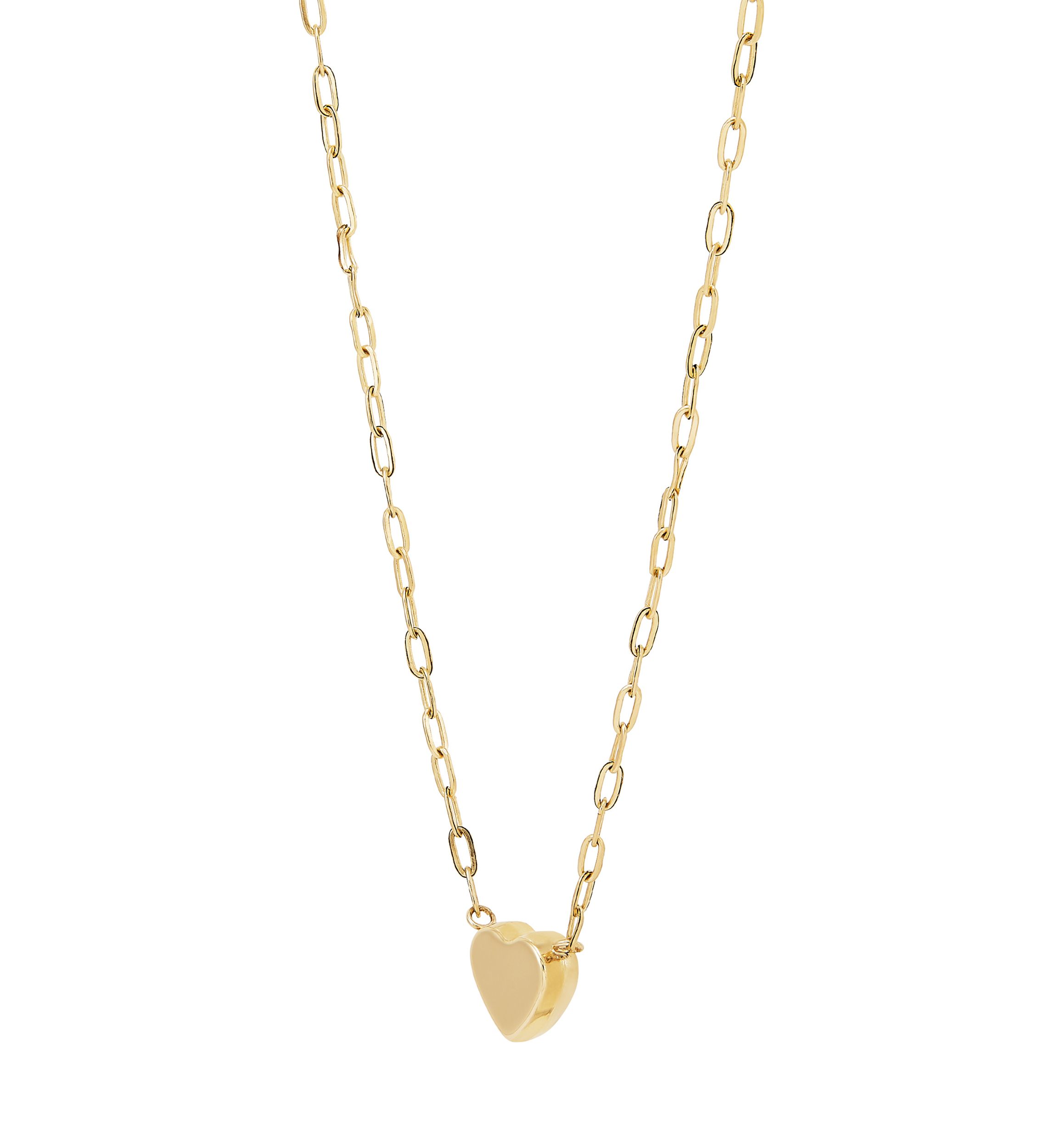 10K Yellow Gold Heart Drop on Paperclip Chain Necklace