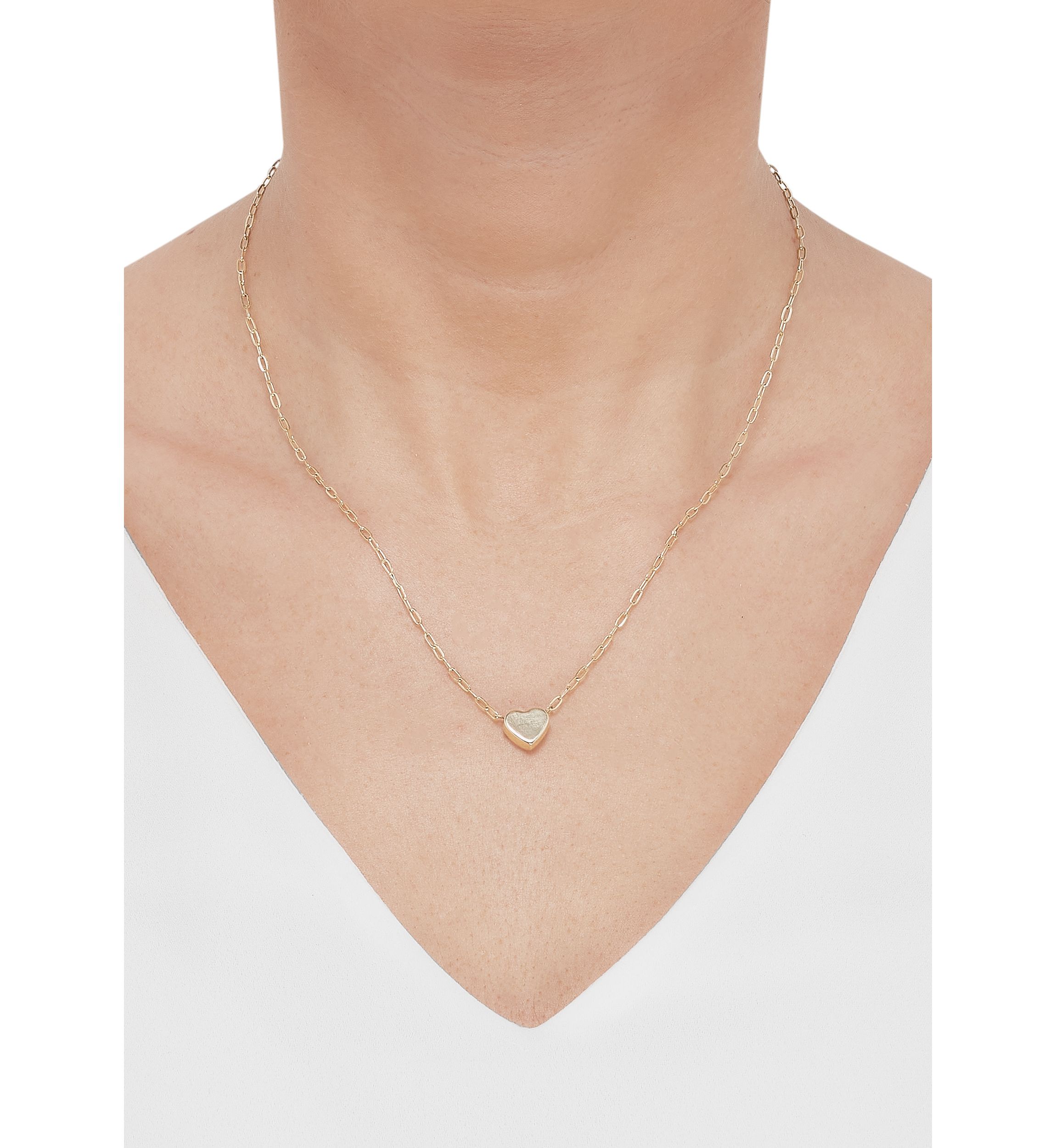 10K Yellow Gold Heart Drop on Paperclip Chain Necklace
