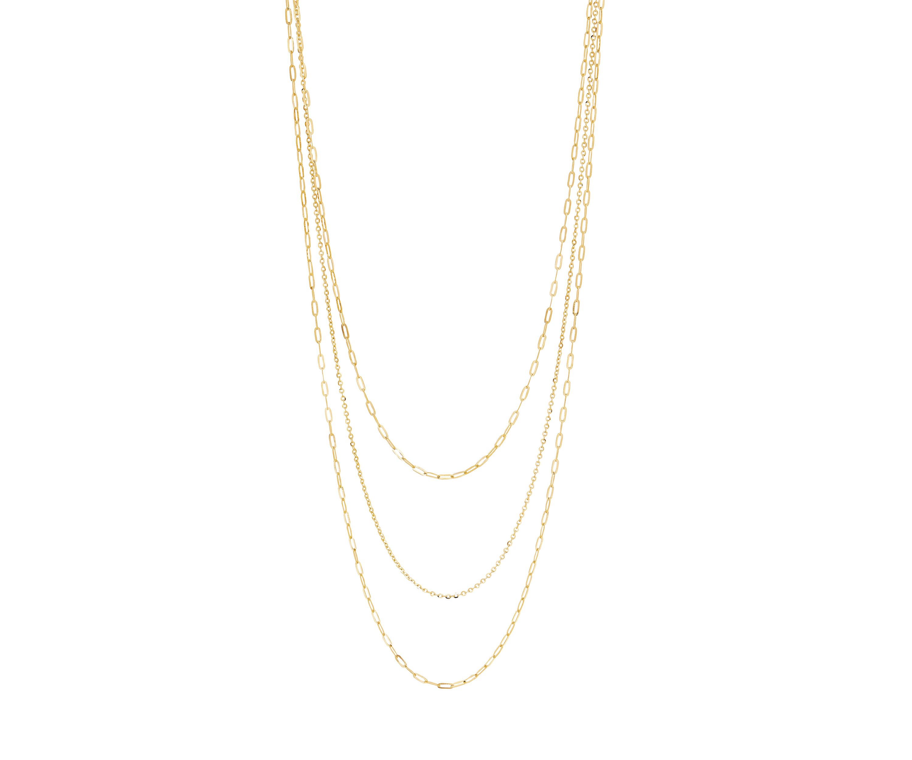 Graduated Strand with Paperclip Aparkle Forzatina Necklace in 10K Yellow Gold