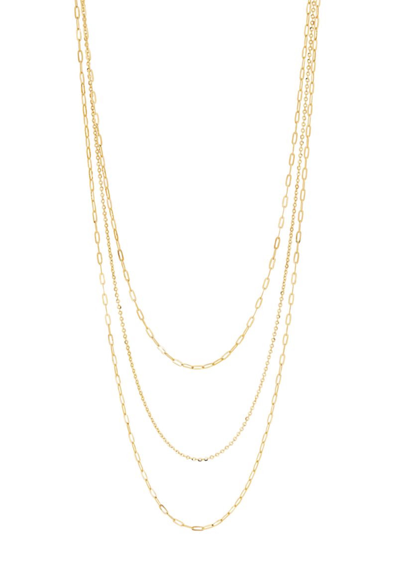 Graduated Strand with Paperclip Aparkle Forzatina Necklace in 10K Yellow Gold