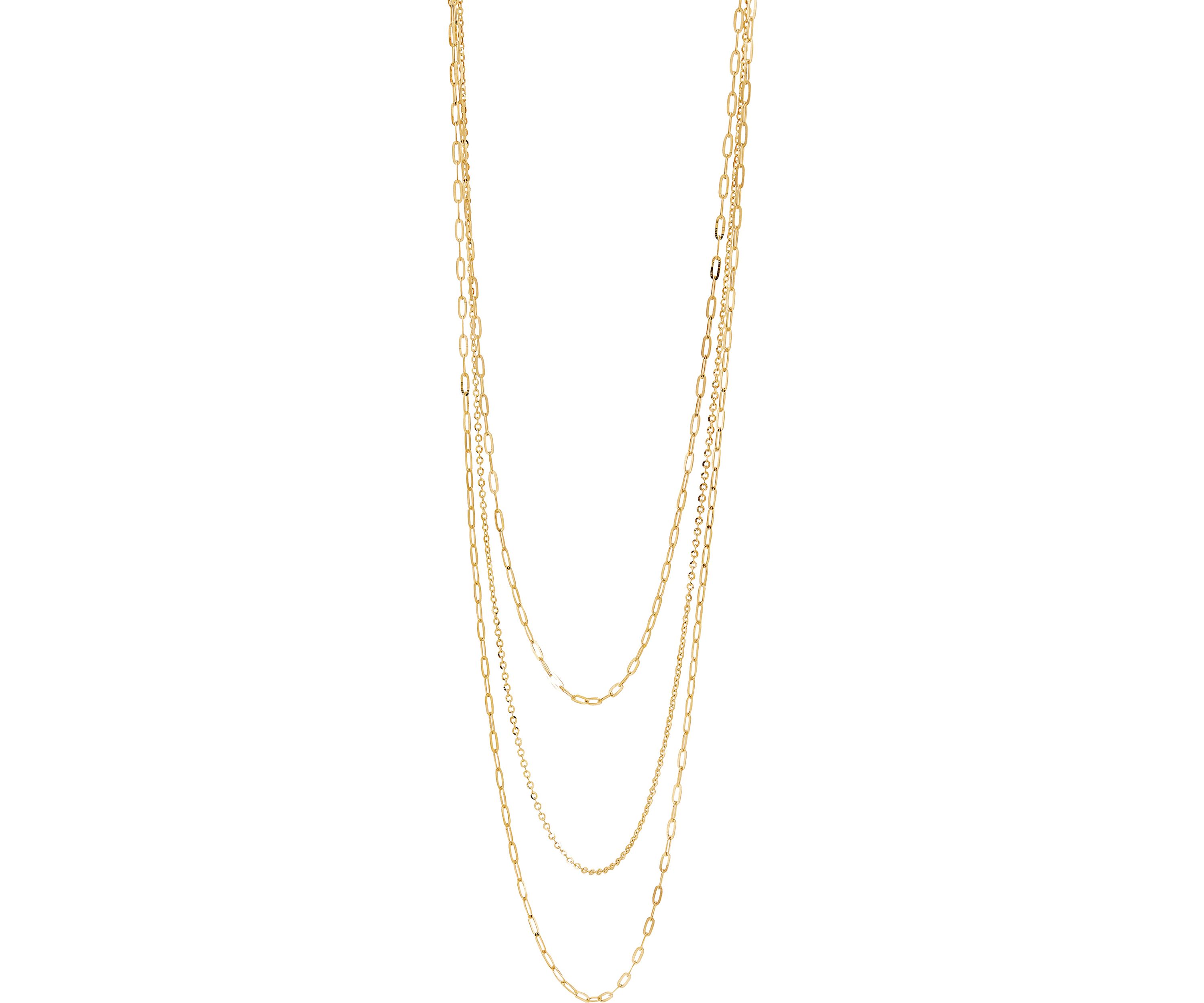 Graduated Strand with Paperclip Aparkle Forzatina Necklace in 10K Yellow Gold