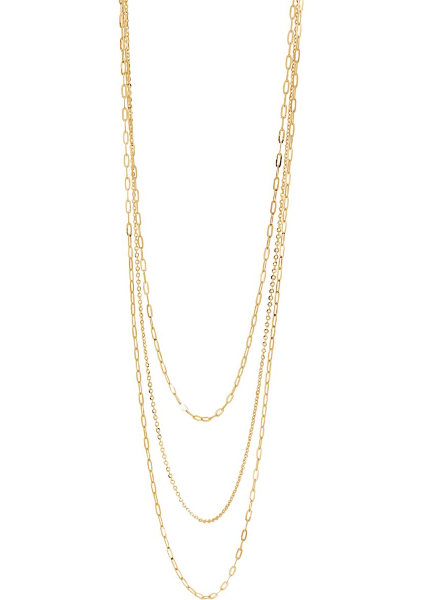 Graduated Strand with Paperclip Aparkle Forzatina Necklace in 10K Yellow Gold