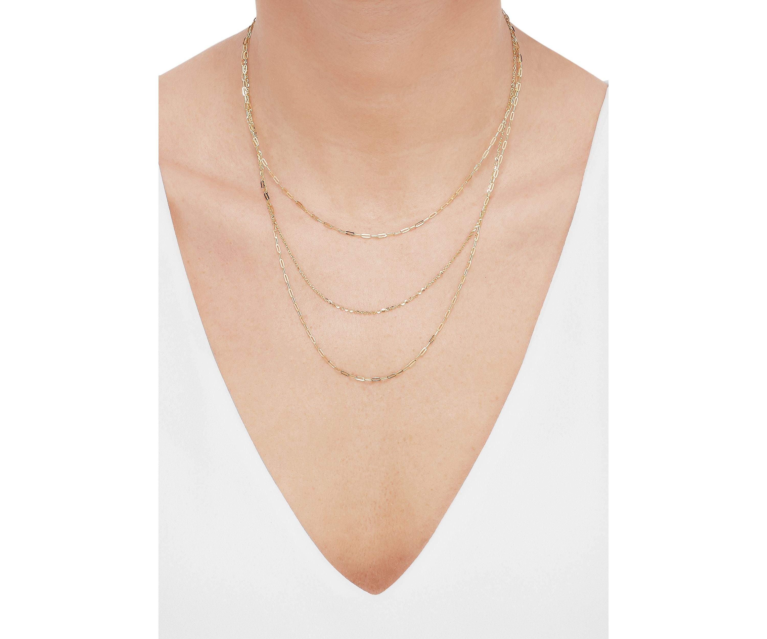 Graduated Strand with Paperclip Aparkle Forzatina Necklace in 10K Yellow Gold