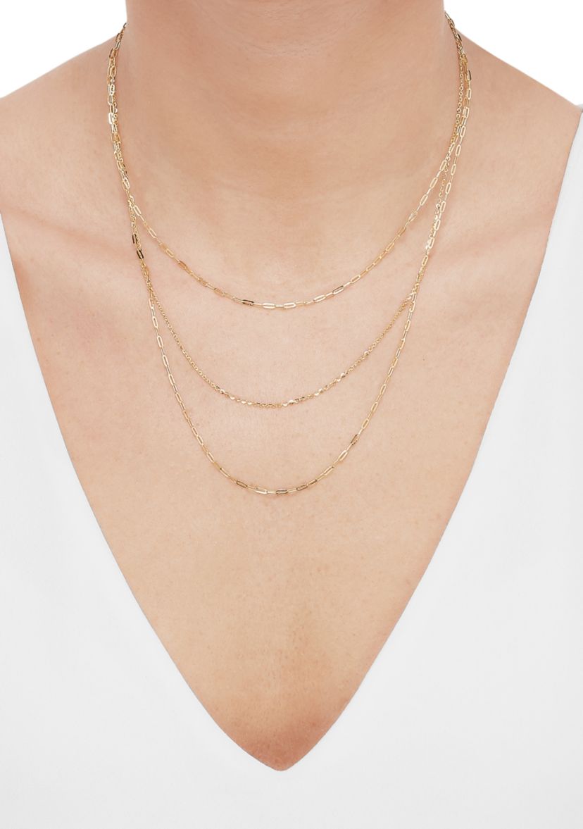 Graduated Strand with Paperclip Aparkle Forzatina Necklace in 10K Yellow Gold
