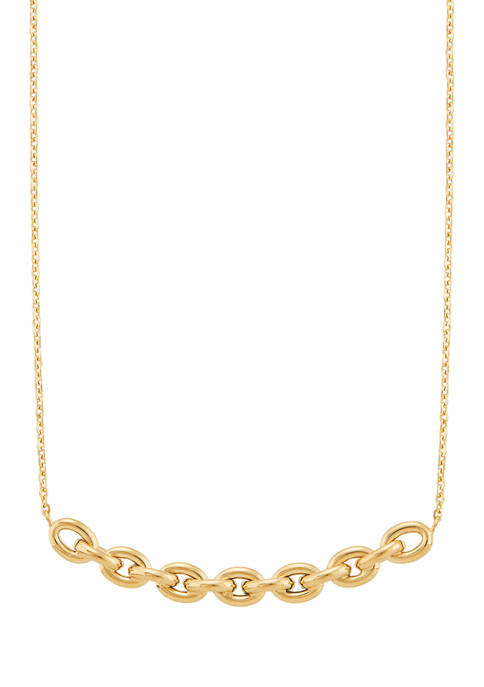 Curved Oval Link on Cable Chain Necklace in 10K Yellow Gold