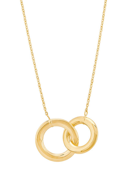 Interlock Paperclip on Cable Chain Necklace in 10K Yellow Gold