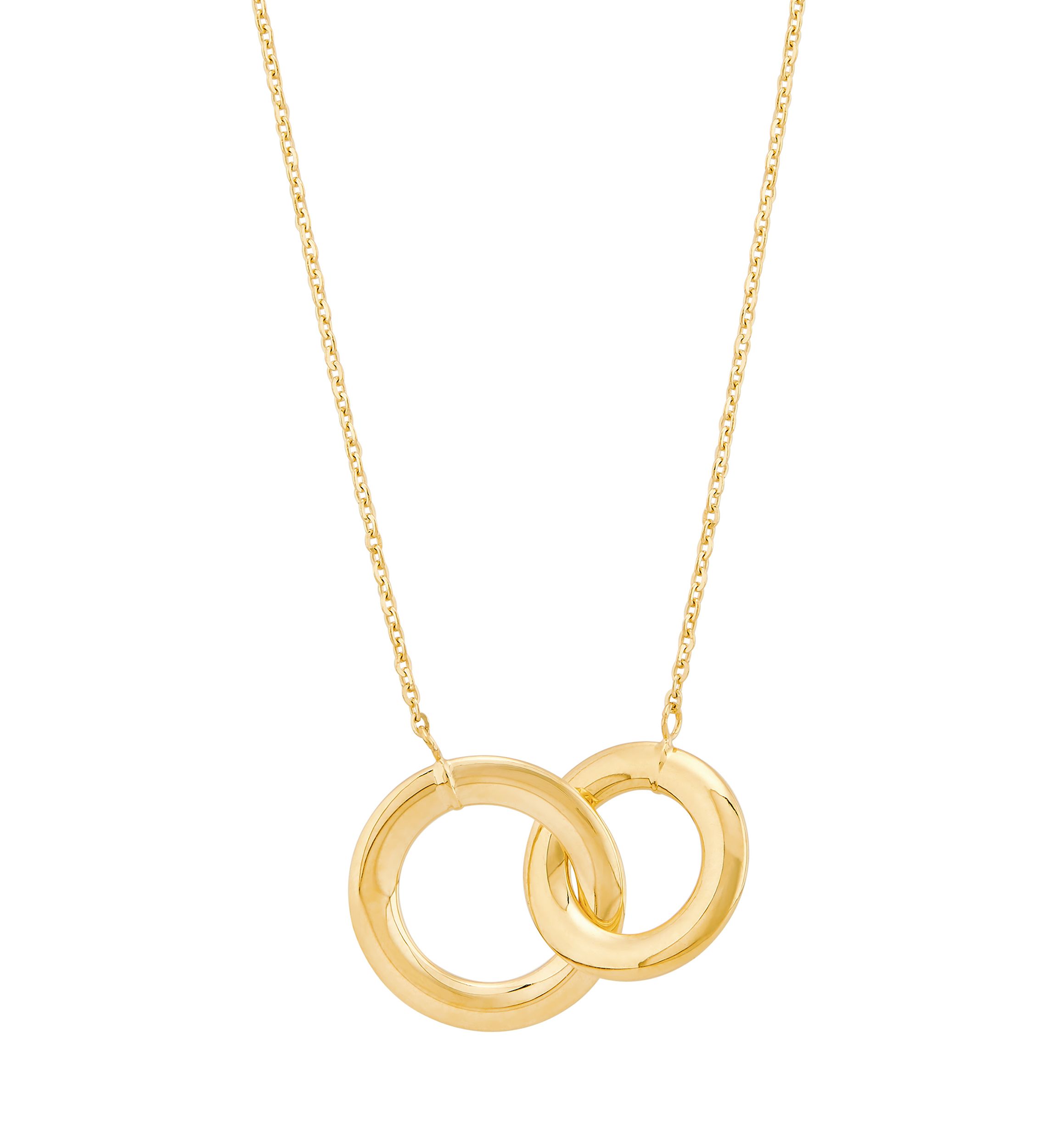 Interlock Paperclip on Cable Chain Necklace in 10K Yellow Gold