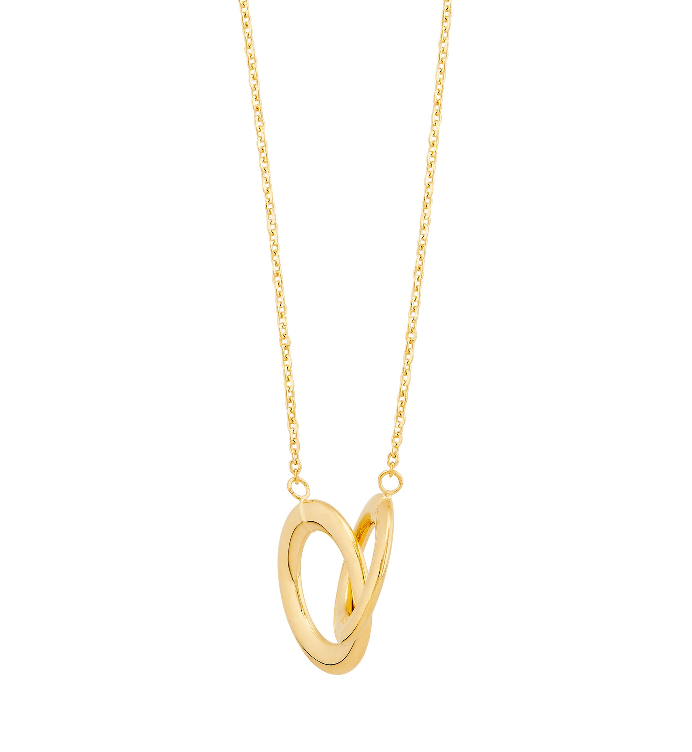 Interlock Paperclip on Cable Chain Necklace in 10K Yellow Gold