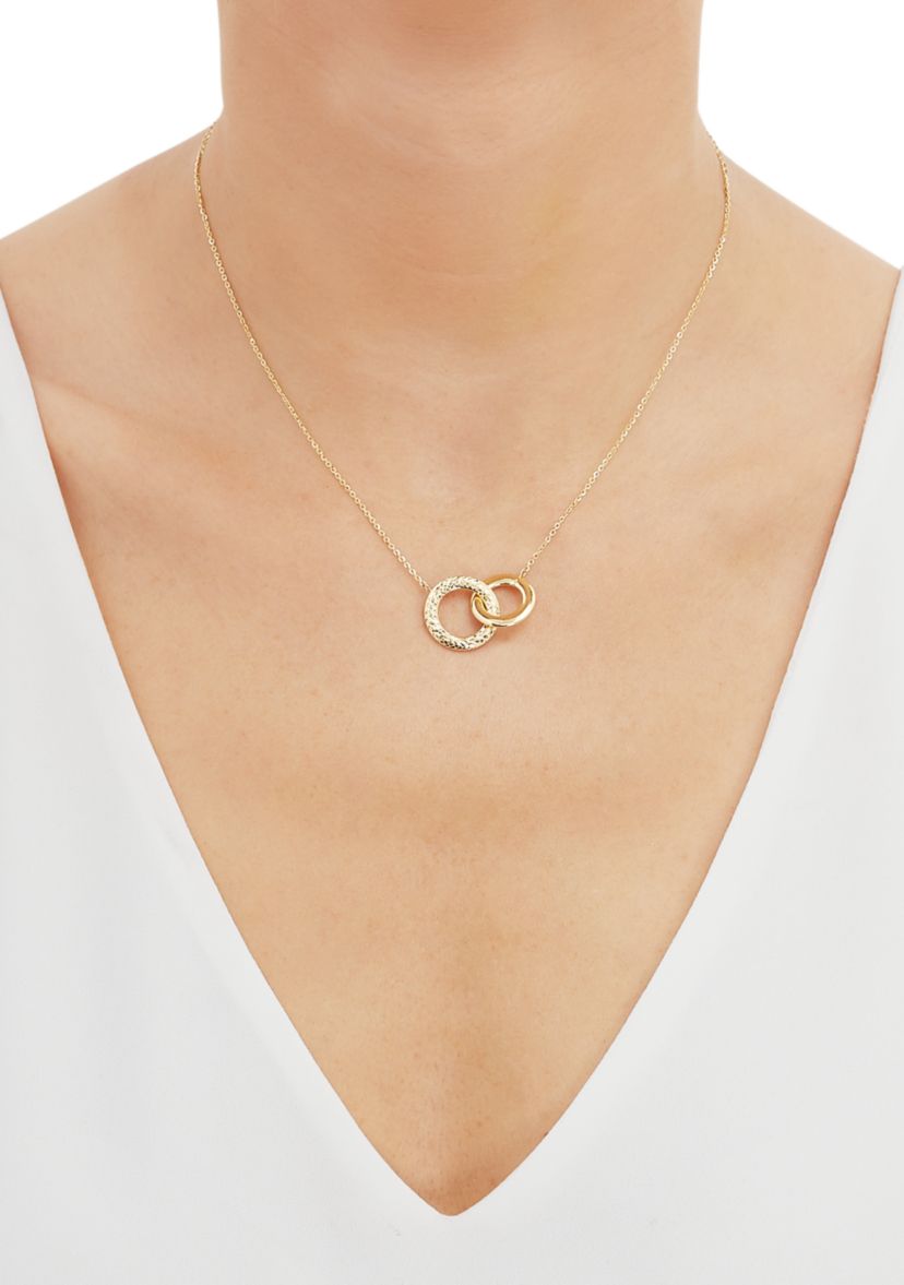 Interlock Paperclip on Cable Chain Necklace in 10K Yellow Gold