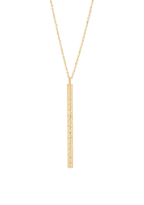 3 mm x 40 mm Sanck DC Elongated Bar Necklace in 10K Yellow Gold