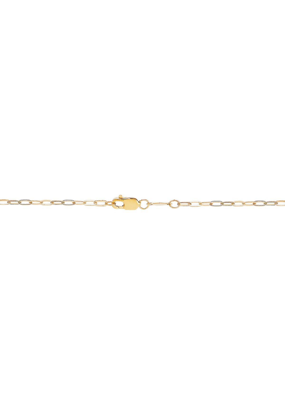 Dangle Slanted Mom Station Necklace in 10K Yellow Gold