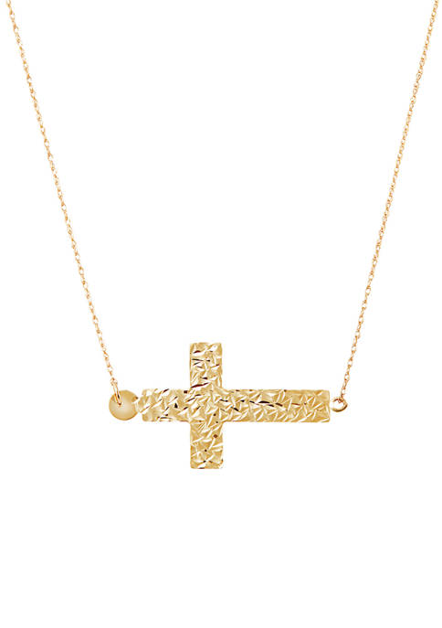 Center Cross Necklace in 10K Yellow Gold