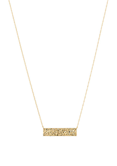 10K Bar Necklace with Rope Chain