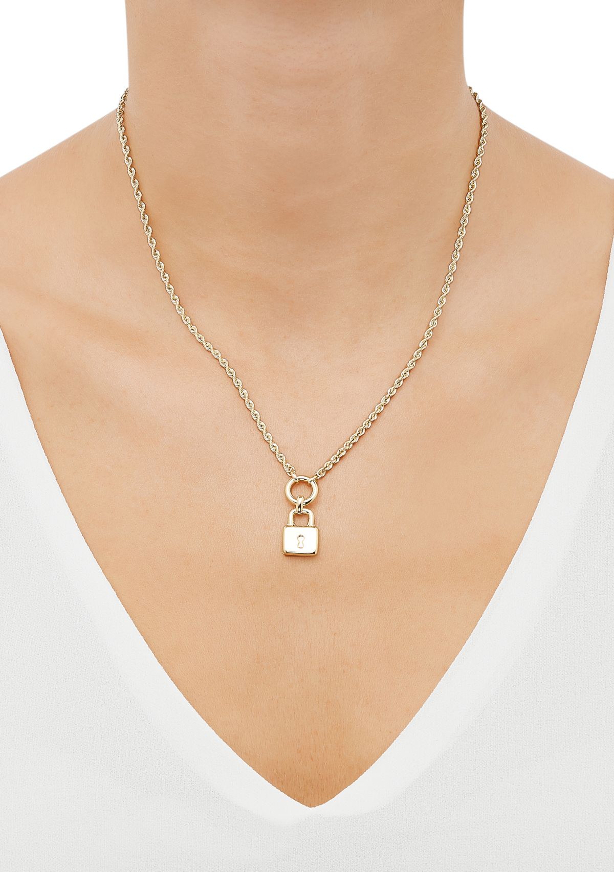 Lock with Keyhole Necklace in 10K Yellow Gold