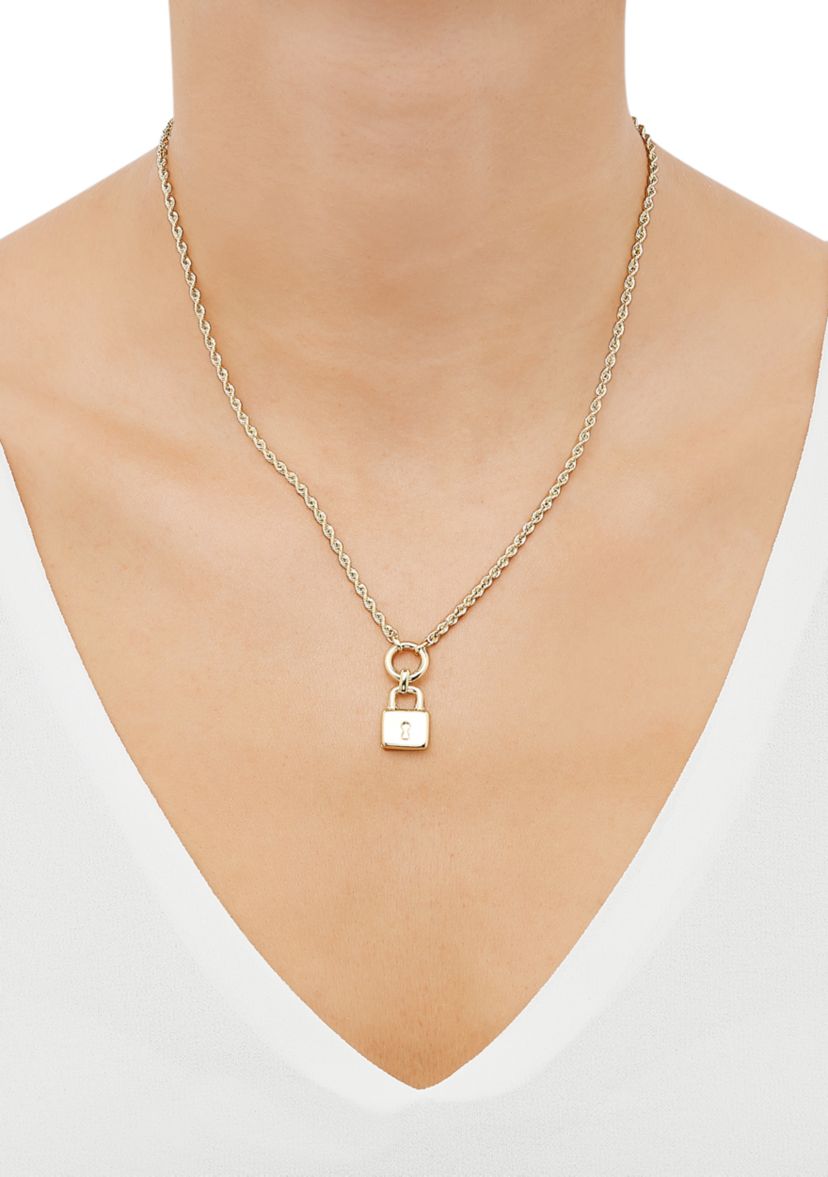 Lock with Keyhole Necklace in 10K Yellow Gold