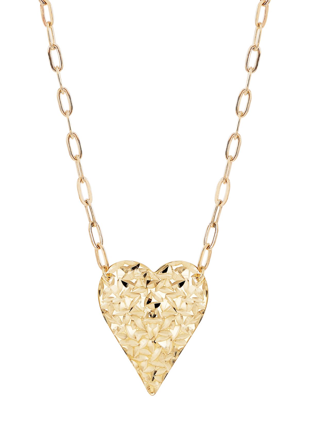 18x15mm Heart with Paperclip Chain Necklace in 10K Yellow Gold