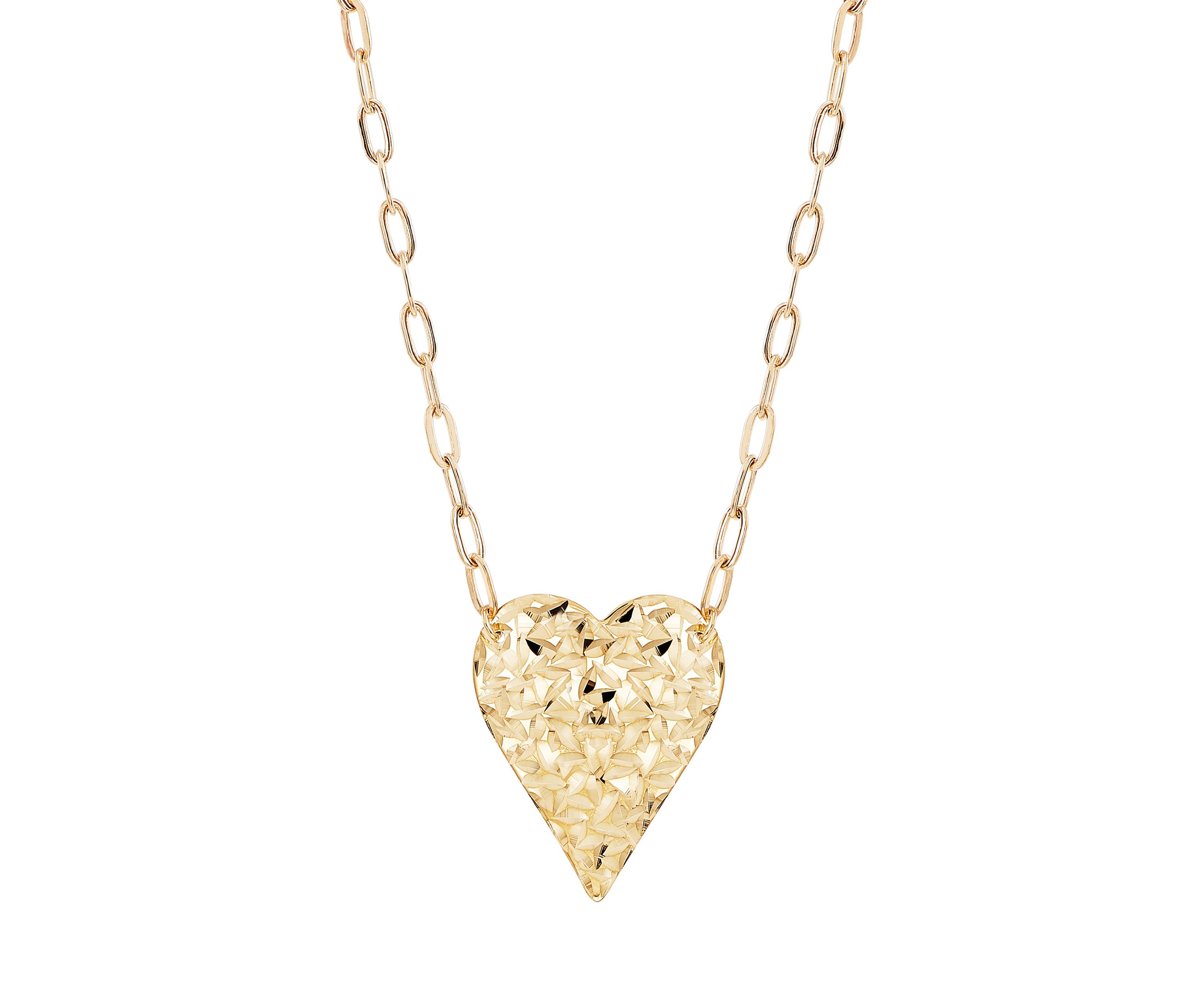18x15mm Heart with Paperclip Chain Necklace in 10K Yellow Gold