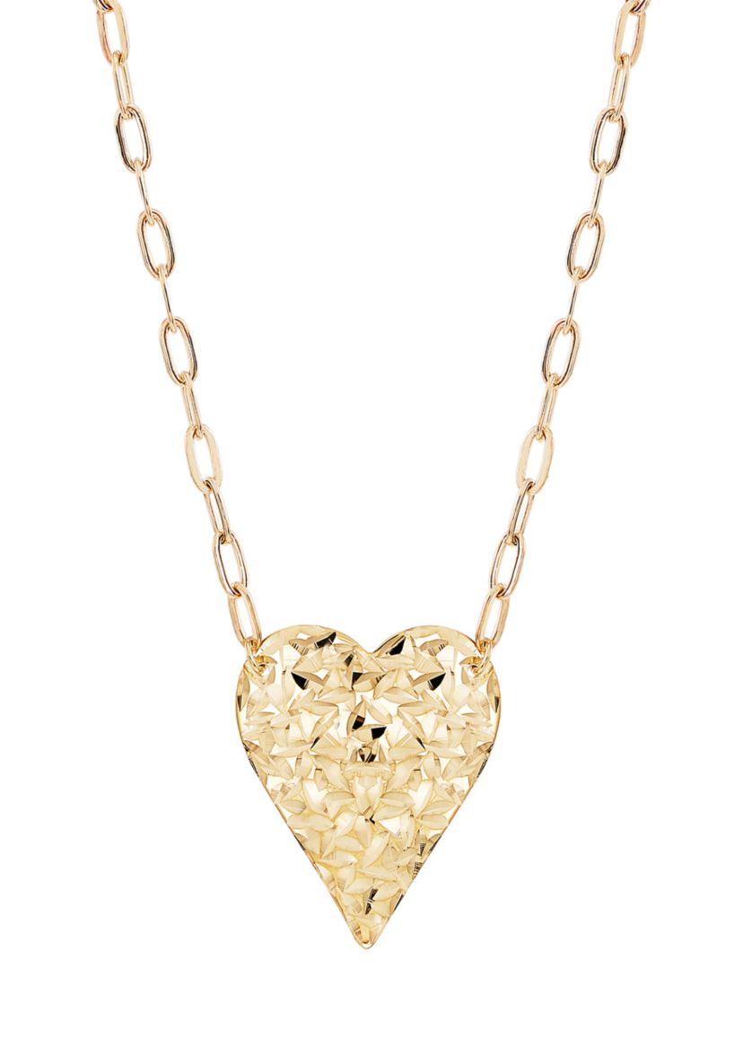 18x15mm Heart with Paperclip Chain Necklace in 10K Yellow Gold