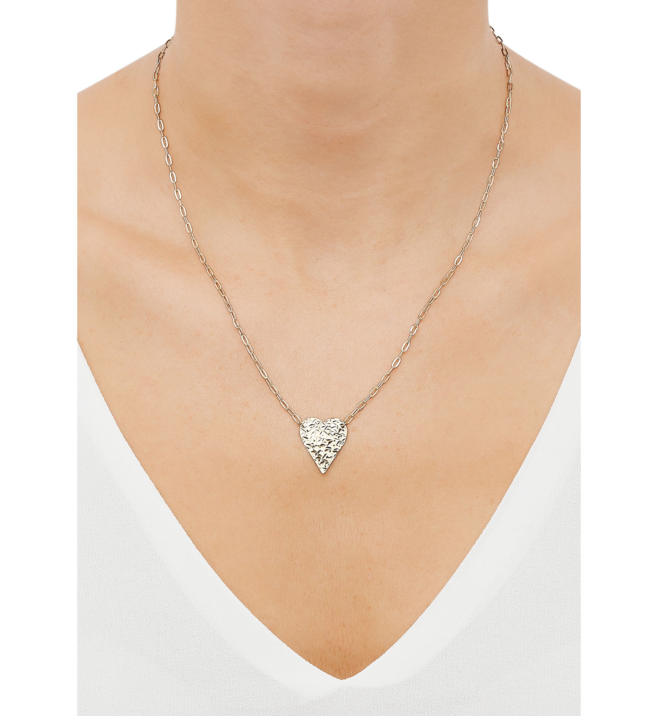 18x15mm Heart with Paperclip Chain Necklace in 10K Yellow Gold