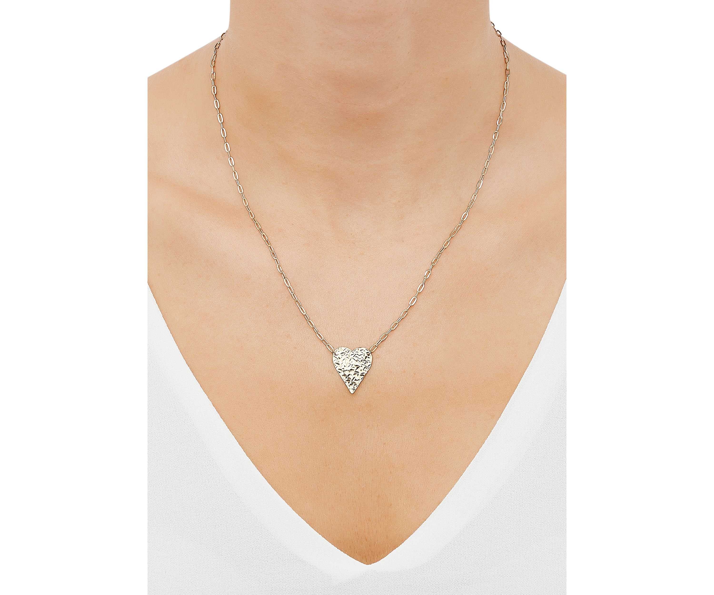 18x15mm Heart with Paperclip Chain Necklace in 10K Yellow Gold
