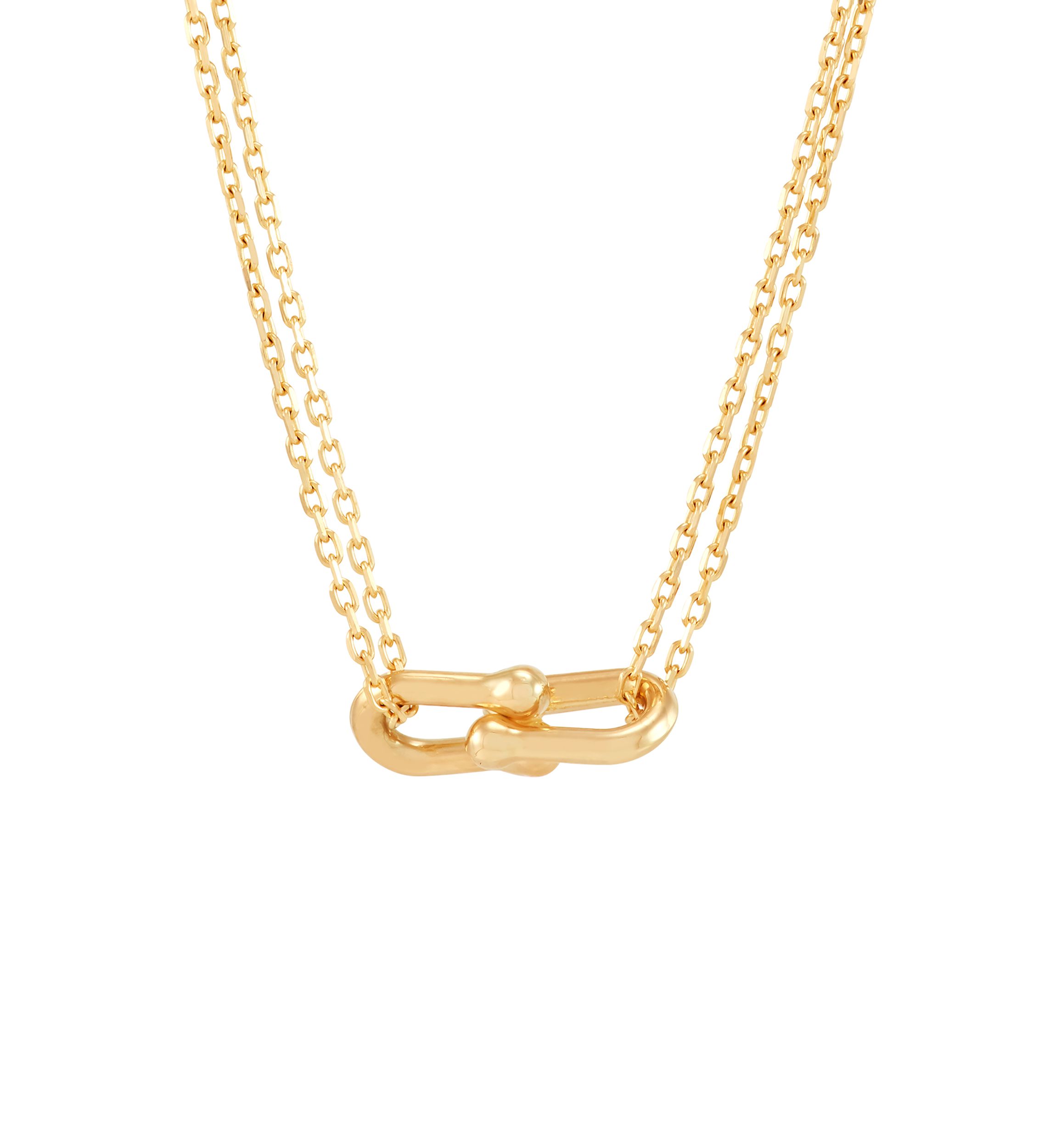 U Shape Interlock Necklace in 10K Yellow Gold
