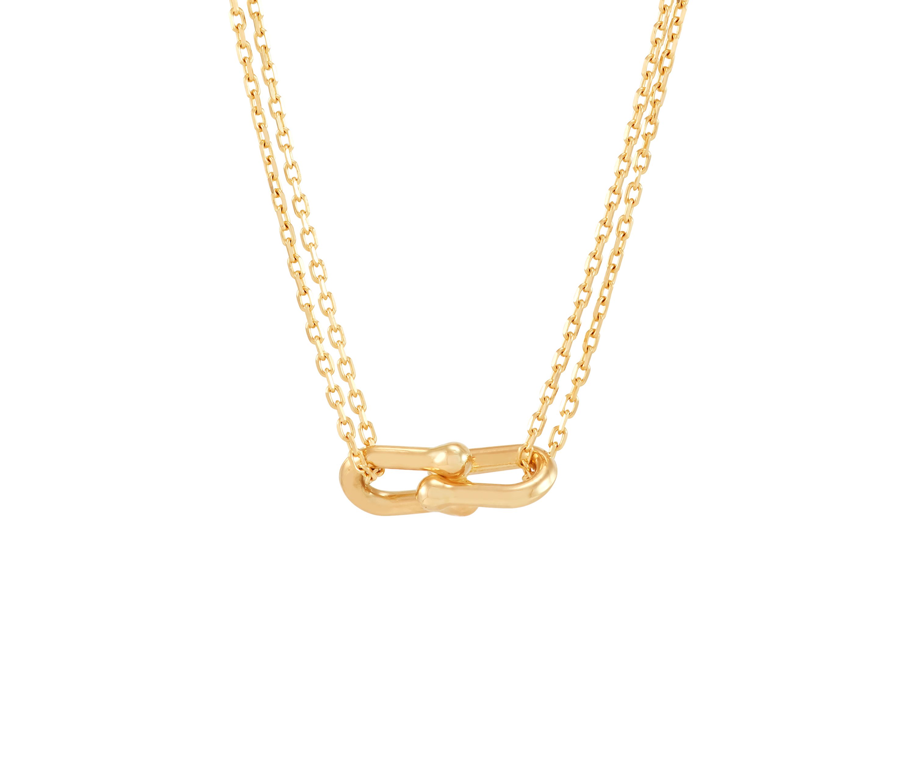 U Shape Interlock Necklace in 10K Yellow Gold