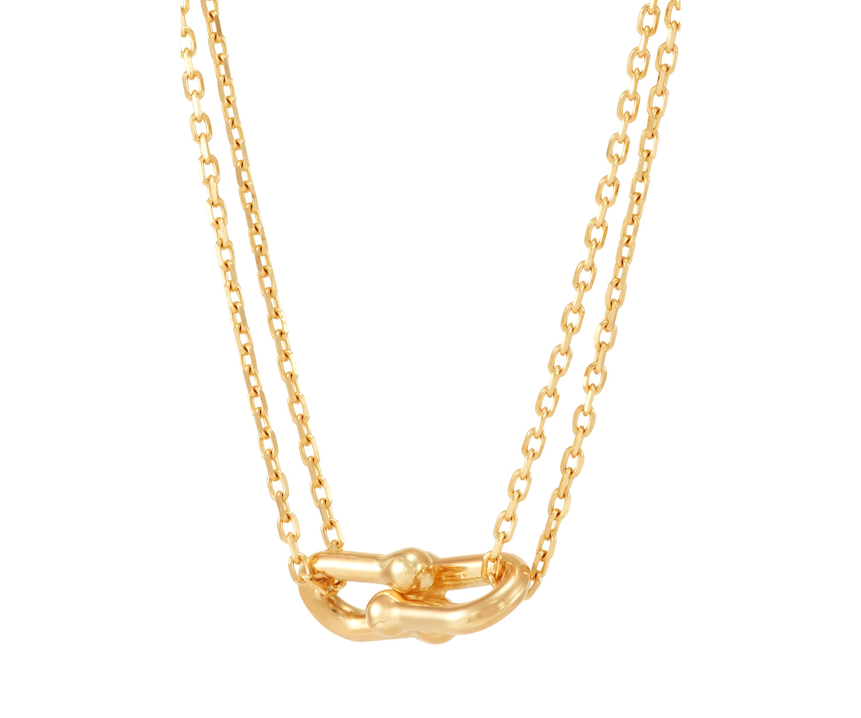 U Shape Interlock Necklace in 10K Yellow Gold