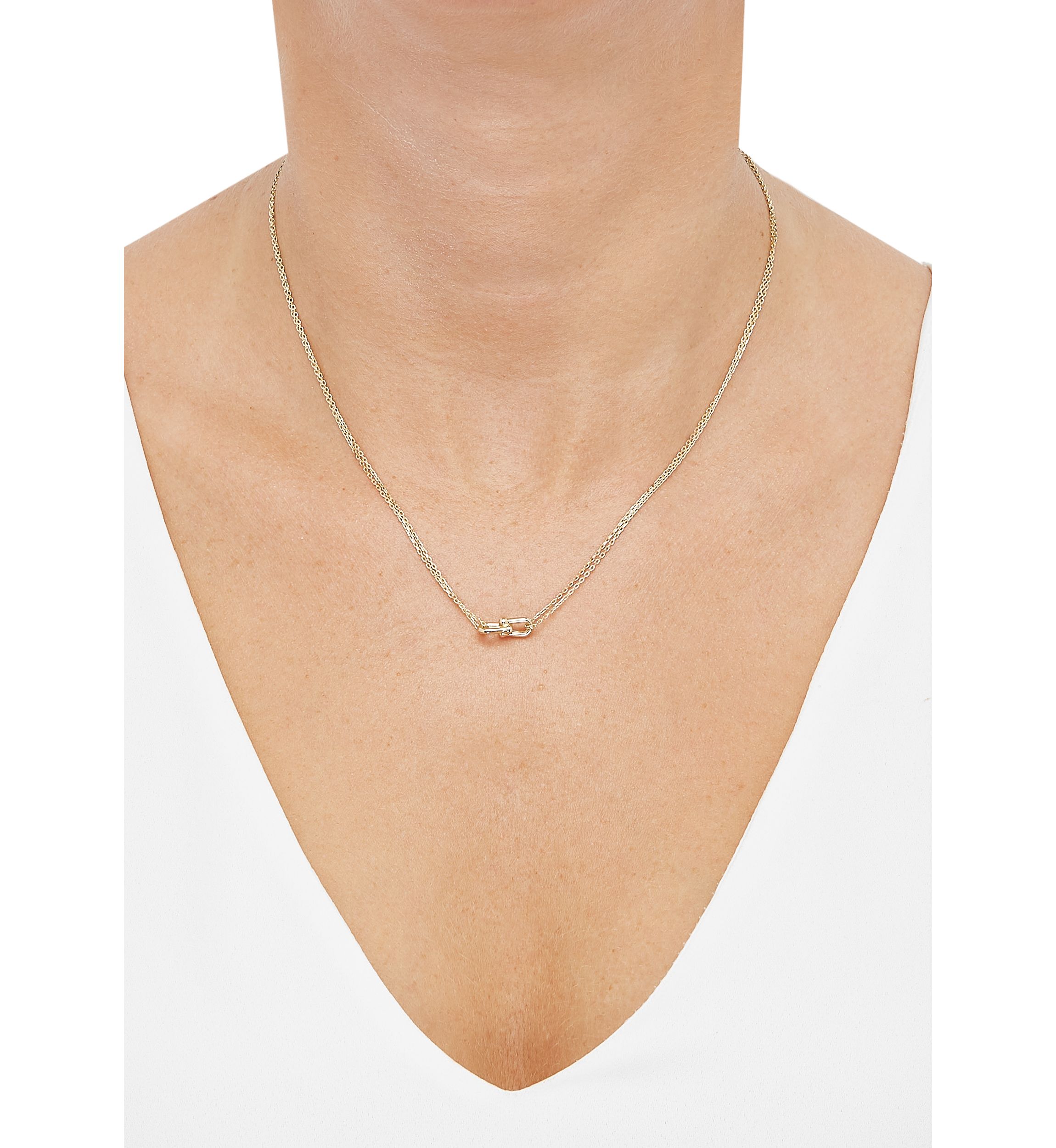 U Shape Interlock Necklace in 10K Yellow Gold