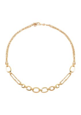Belk & Co Oval Links On Double Row Rolo Chain Necklace In 10K Yellow Gold