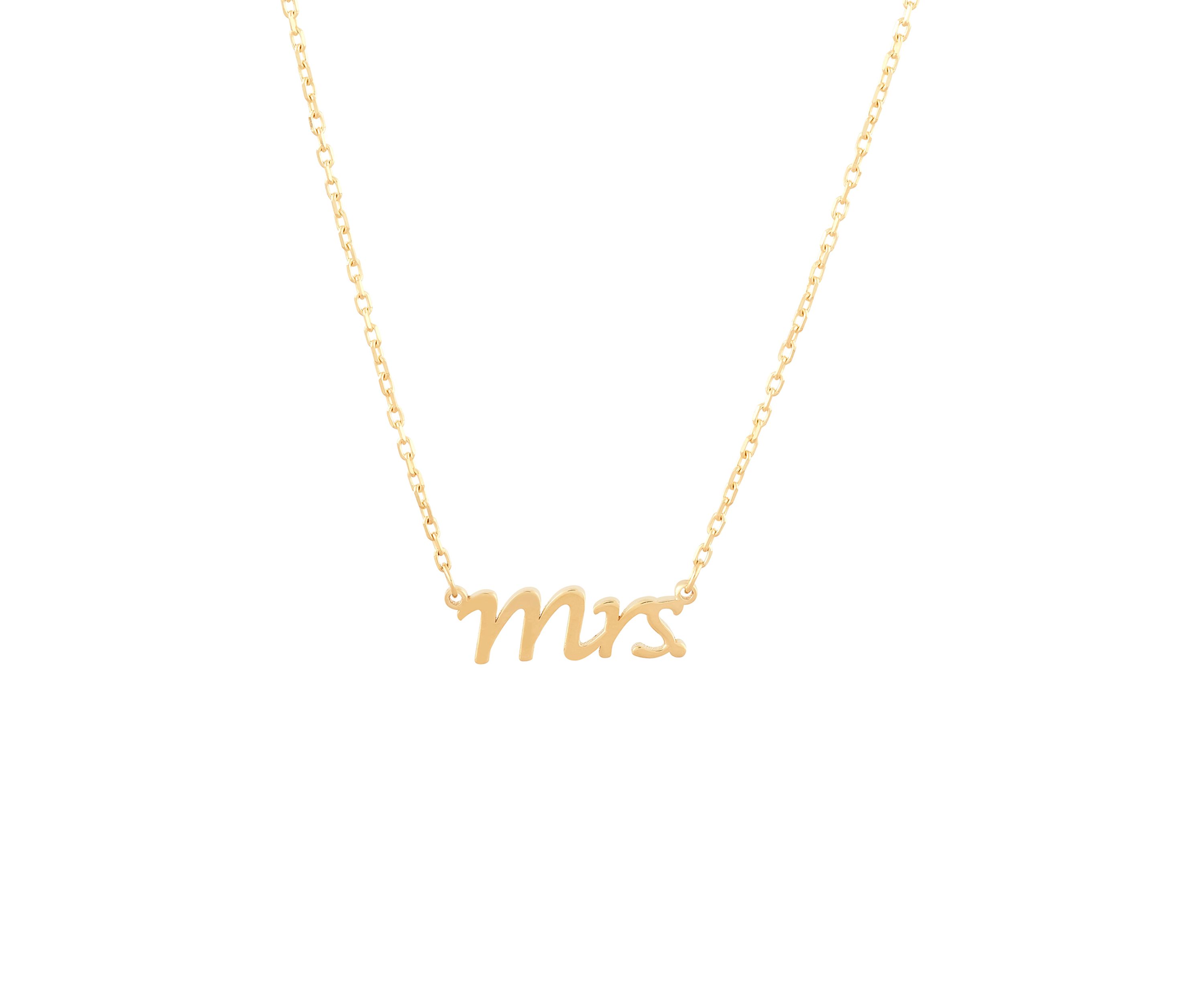 Letter Mrs. Necklace in 10K Yellow Gold