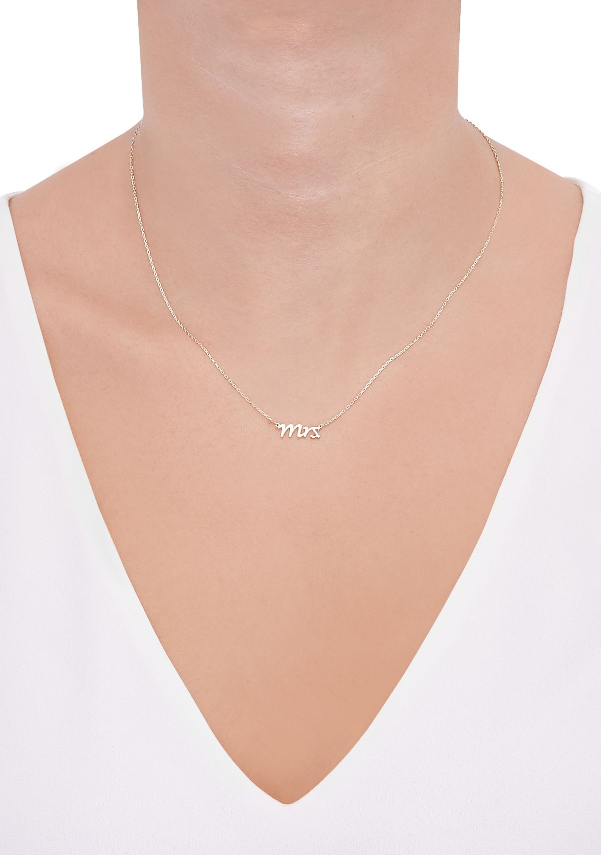 Letter Mrs. Necklace in 10K Yellow Gold