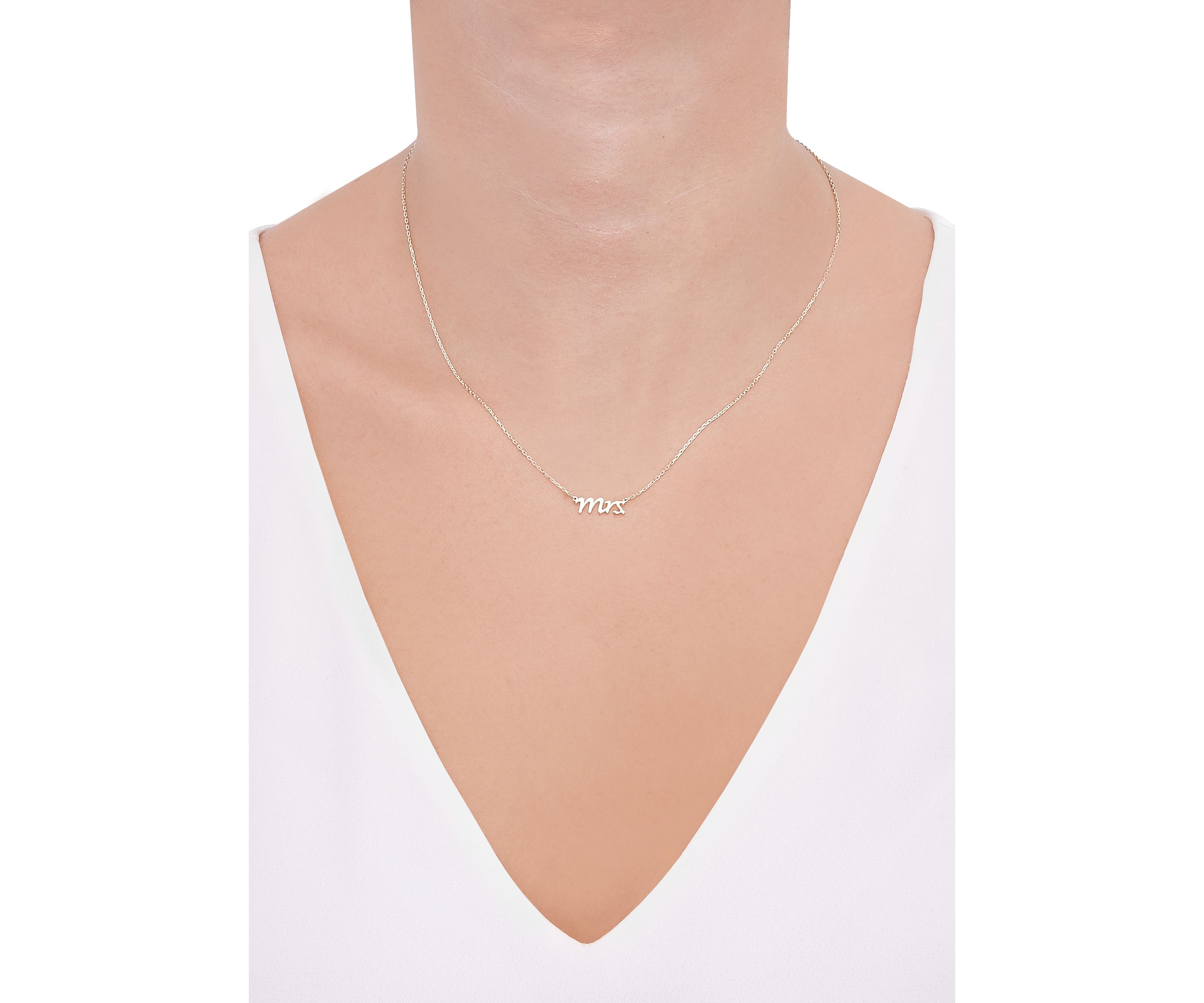 Letter Mrs. Necklace in 10K Yellow Gold