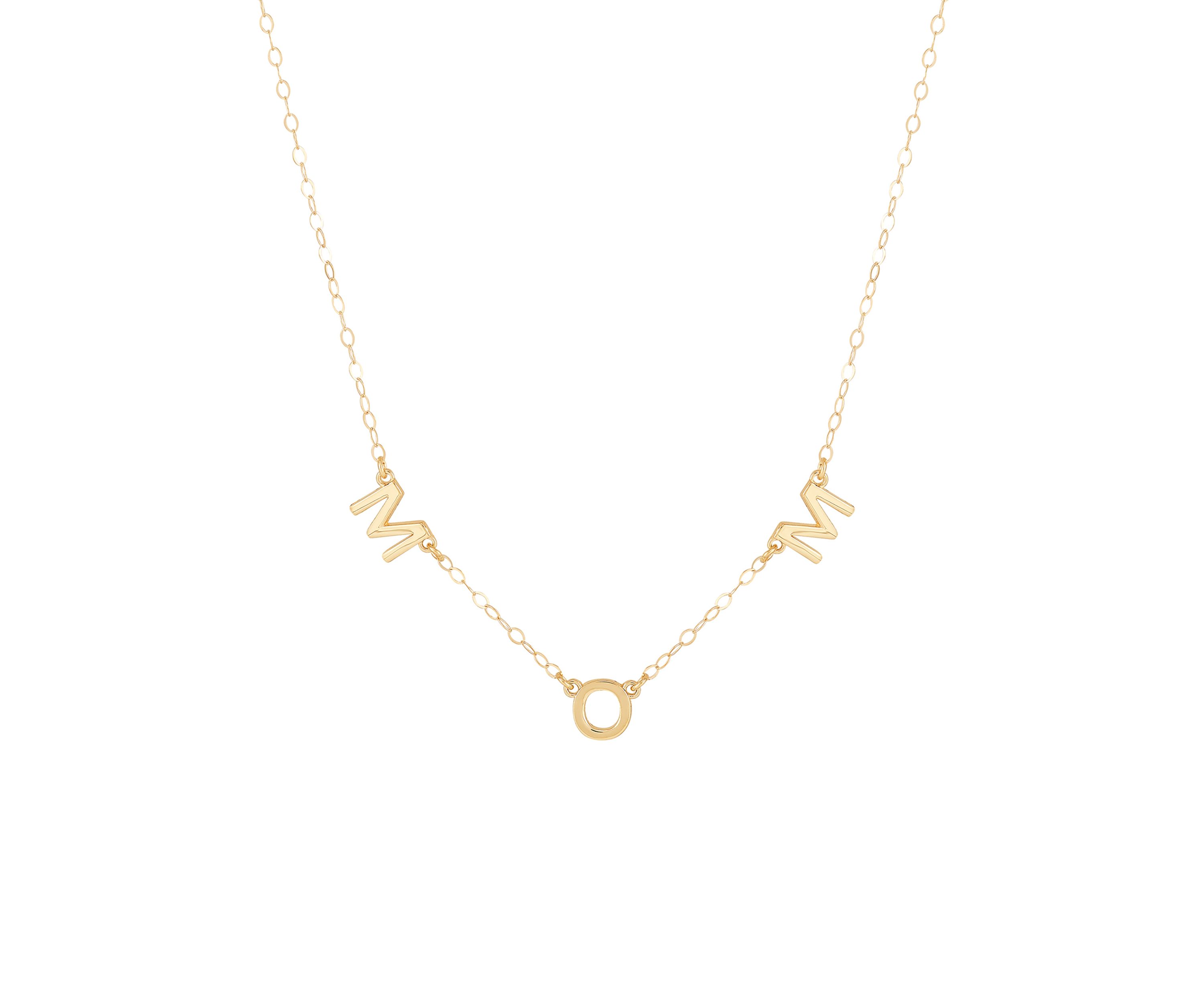 Station On Mom Necklace in 10K Yellow Gold