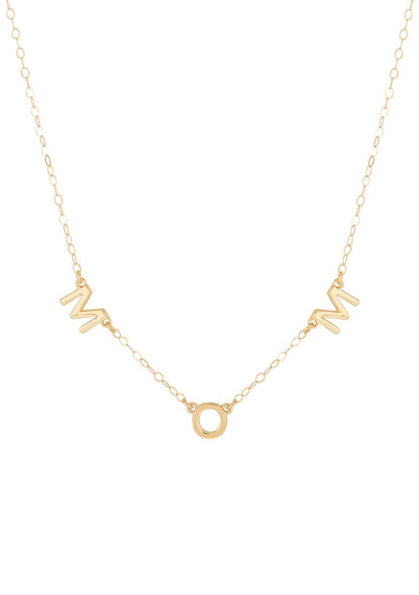 Station On Mom Necklace in 10K Yellow Gold