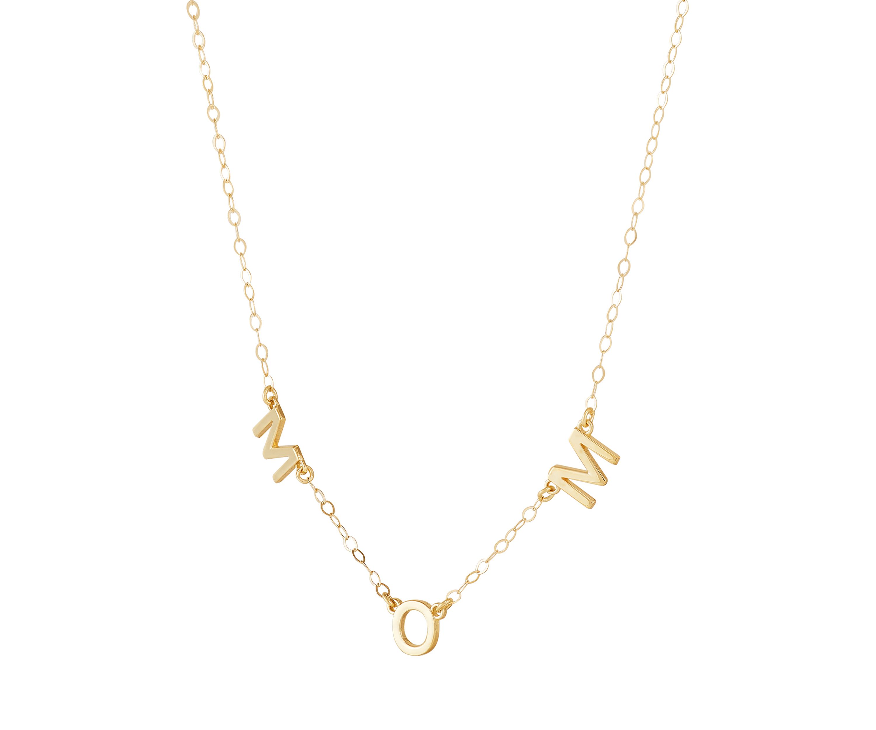 Station On Mom Necklace in 10K Yellow Gold