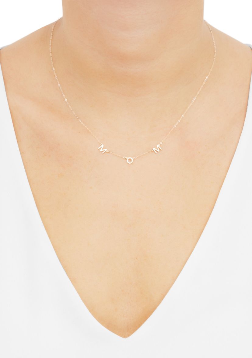 Station On Mom Necklace in 10K Yellow Gold