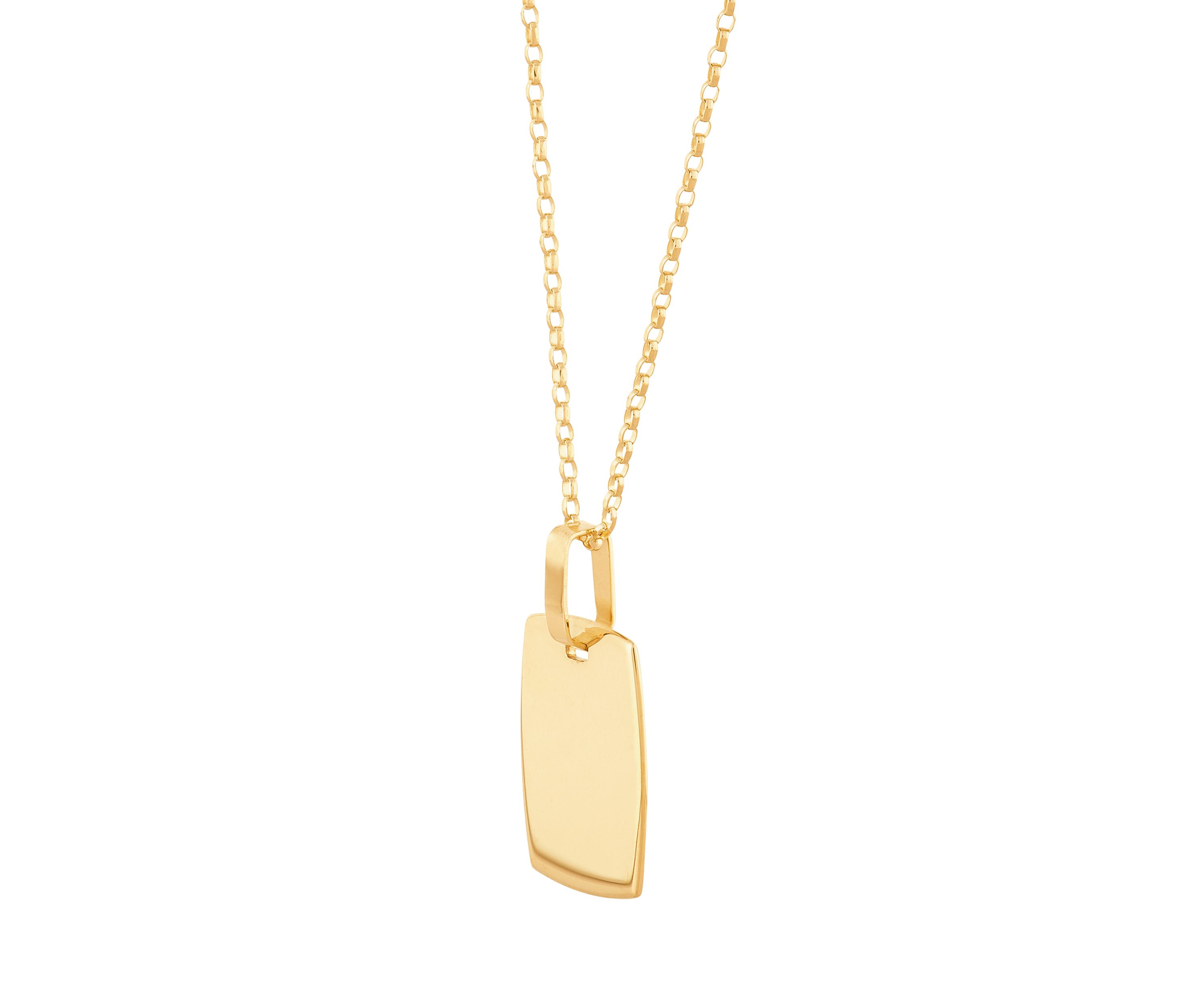Dog Tag Pendant with 18" Cable Chain Necklace in 10K Yellow Gold