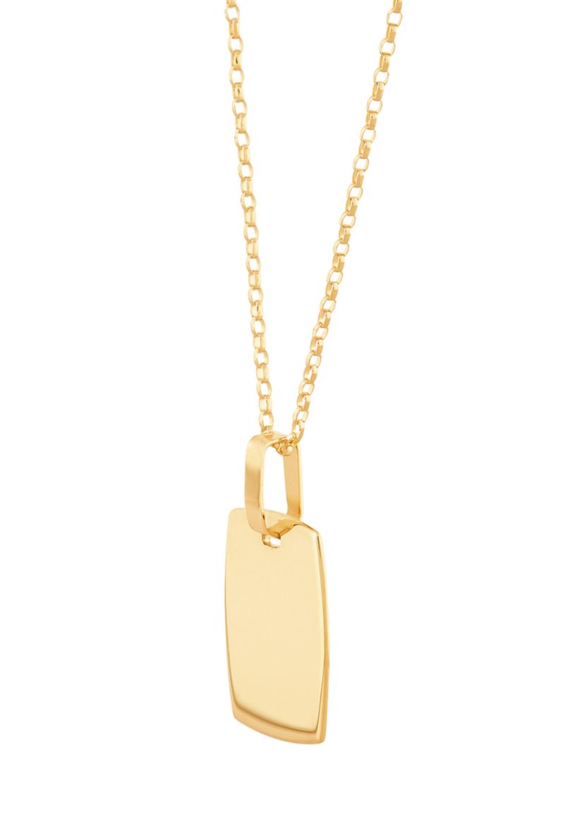 Dog Tag Pendant with 18" Cable Chain Necklace in 10K Yellow Gold