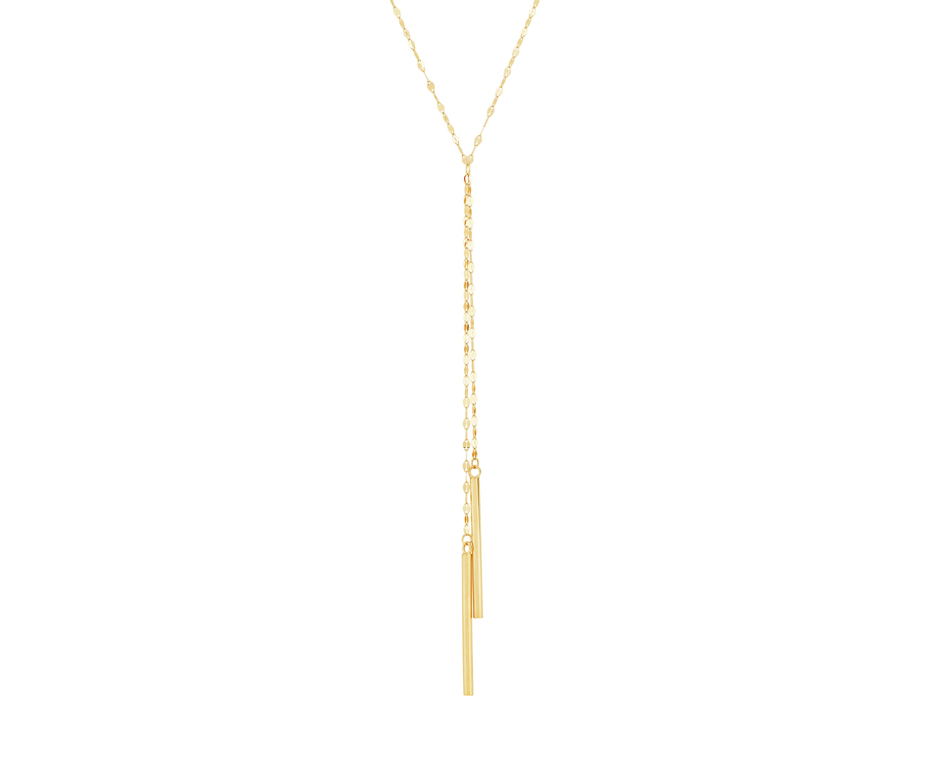 Long 2 Bar Drop Necklace in 10K Yellow Gold