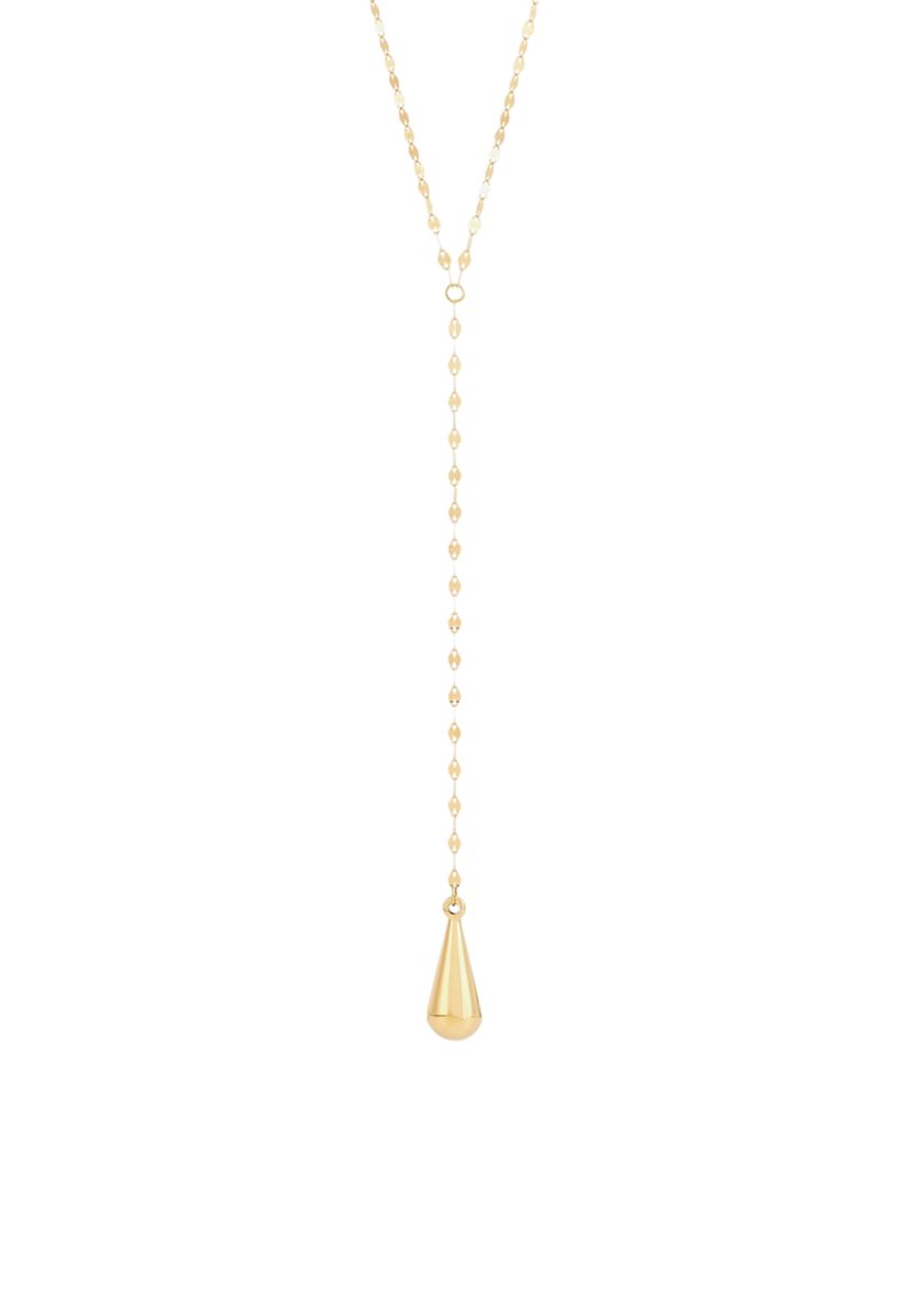 Lariat Teardrop Necklace in 10K Yellow Gold
