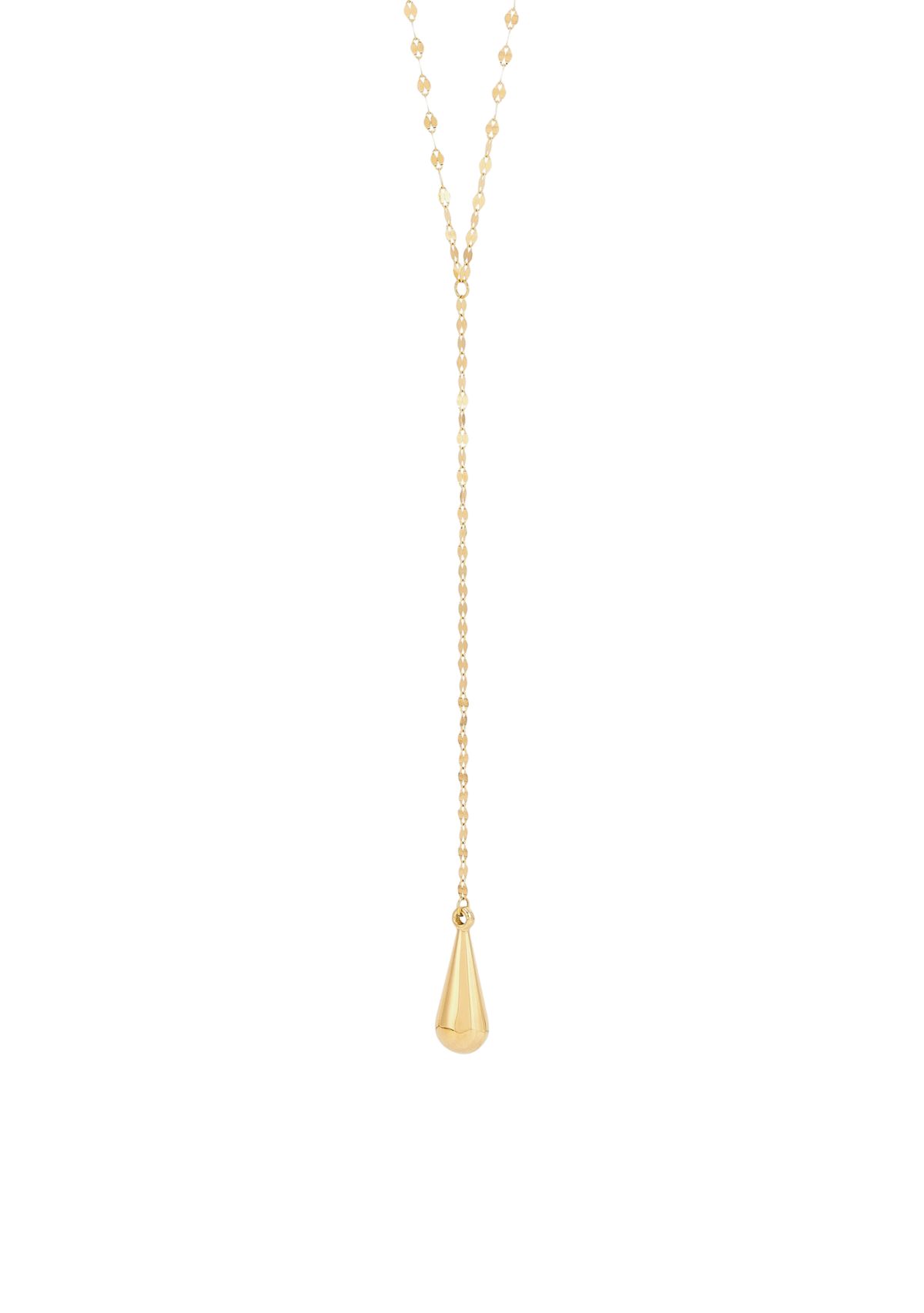 Lariat Teardrop Necklace in 10K Yellow Gold