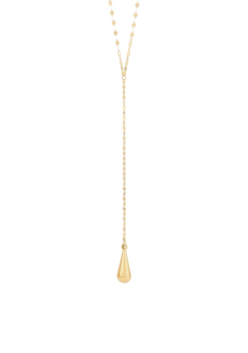 Lariat Teardrop Necklace in 10K Yellow Gold
