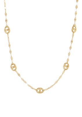 Belk & Co Marina Station On Chain Necklace In 10K Yellow Gold, 18 In -  0729367812810
